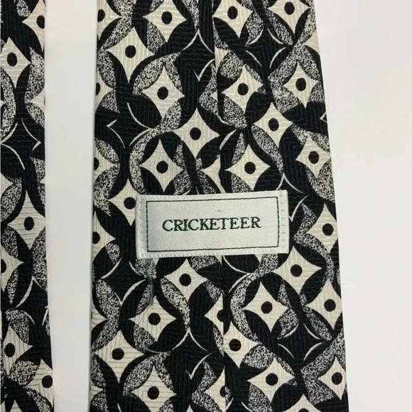 2/$30 CRICKETEER Black/Cream Abstract Silk Tie Eclectic Grandpa Style - Picture 6 of 12